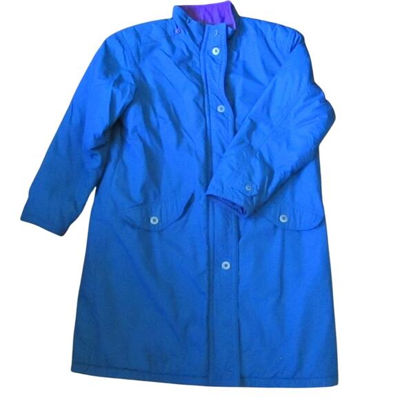 Vintage 80s–90s LL Bean Blue-Green Winter Coat Flannel Lined Women’s M-L - Picture 3 of 17